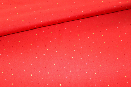 Designerbaumwollstoff Tiny hearts on red (10 cm)